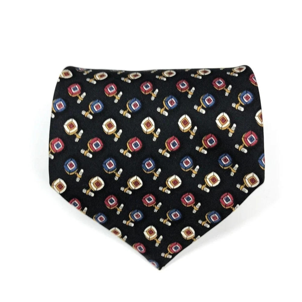 Brooks Brothers Tie Men's 100% Silk Black Elegant Foulard Geometric Necktie